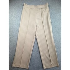 Elie Tahari Ribbed Knit Pintuck Wide Leg Pants Cement Beige Women Medium