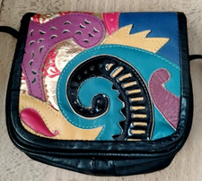 LEATHER Patchwork HANDBAG cross Body Small PURSE VINTAGE MULTI-COLORED