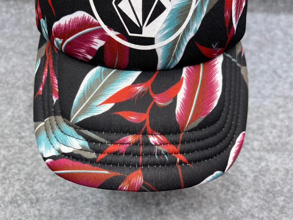 Volcom Hat Cap Snap Back Adult One Size Blue Black Red Blue Floral Poly Trucker - Image 3 of 4