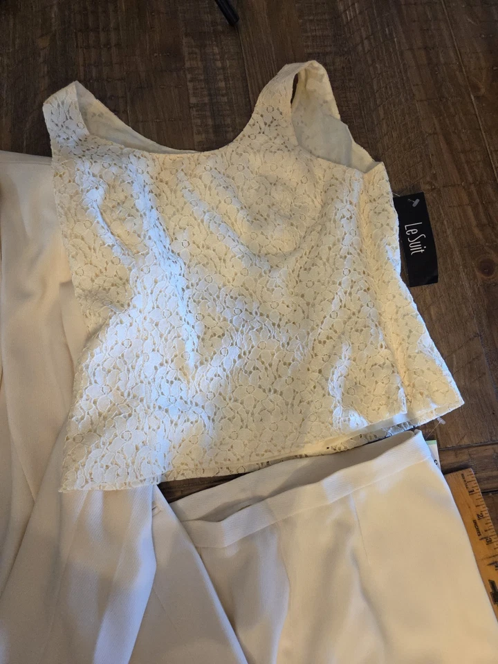 Nuevo con etiquetas Traje Pantalón LeSuit Crema 3 Piezas Talla 8 Foto 2 de 4