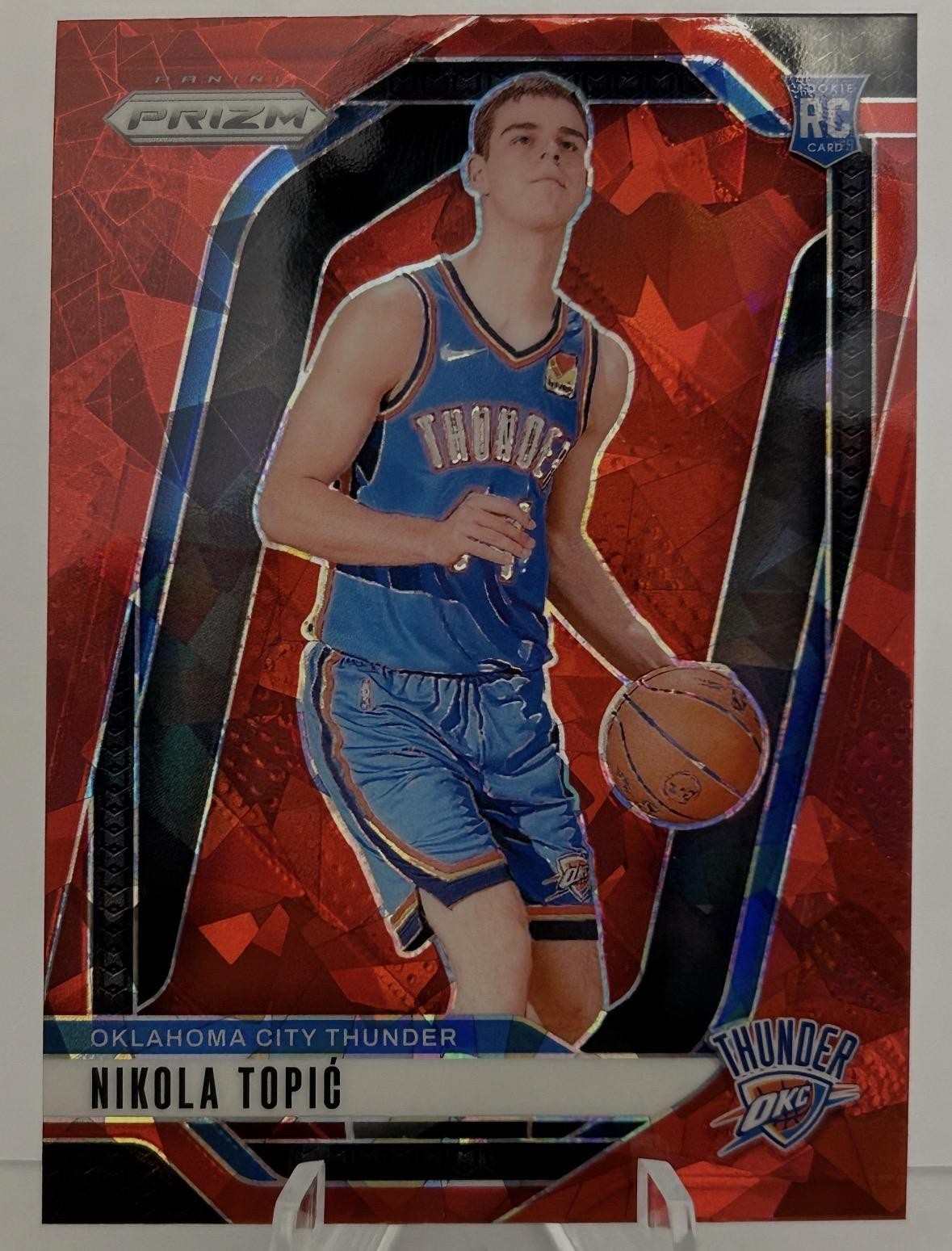 2024-25 Panini Prizm #230 Nikola Topic Prizms Red Ice