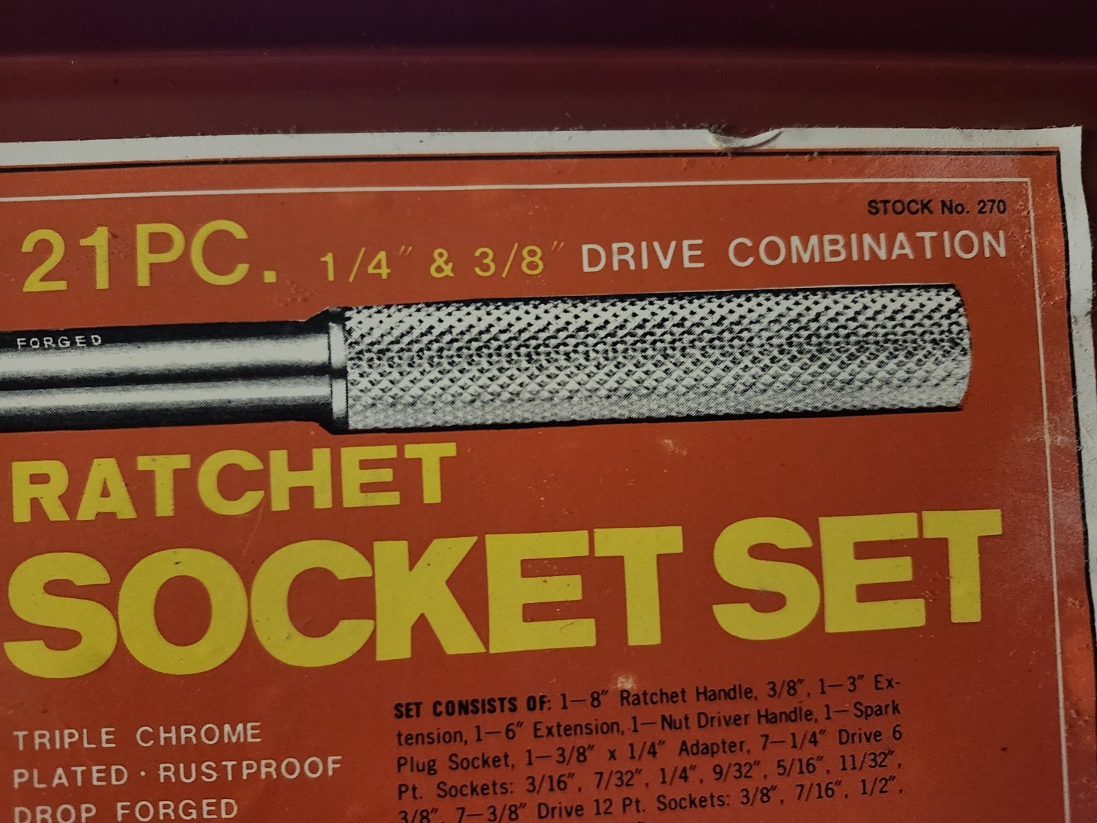 Rachet Socket Box Vintage 21 Piece Ratchet Socket Set Box Case Metal Red Triple Chrome ...