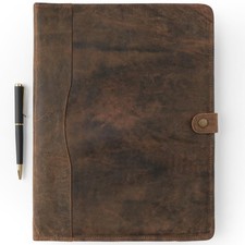 Leather Portfolio Binder with Pen, Padfolio Folder for Men  Women - Business Or