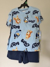 Bluey 2 Piece Short Set Size 5T Short Sleeve Shirt Character Shorts Clear Sky