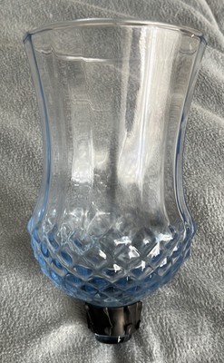 Home Interior votive/tulip cup light blue diamond cut Candle Holder