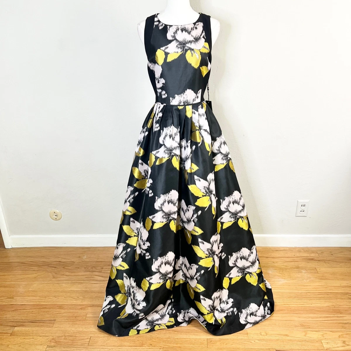 strapless open back dress ASHLEYlauren 11236 Strapless Floral Sequin Gown