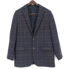 Brooks Brothers Fitzgerald Lanificio Wool Silk Sport Coat 41R Blue Plaid Blazer