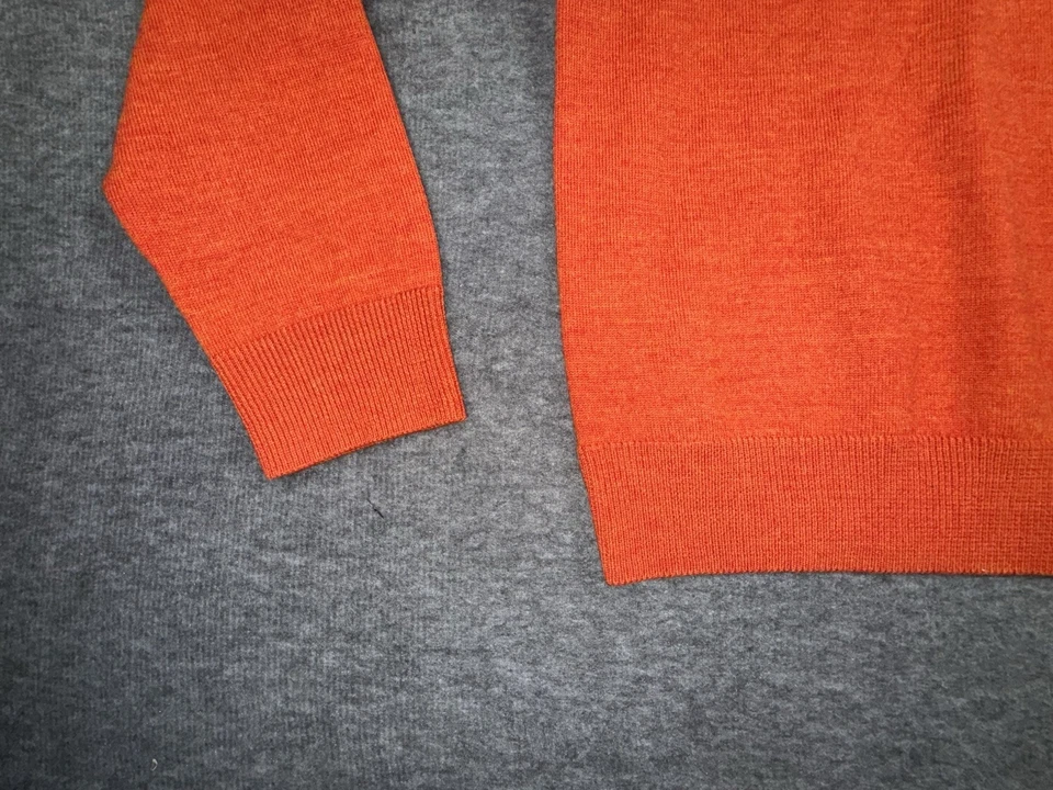 Merona Mens Sz L Orange 100%  Merino Wool V Neck Sweater Lightweight Classic - Image 3 of 4