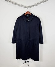 Vintage Distler Women  s Navy Blue Austrian Loden Wool Coat Plaid Lining 22US