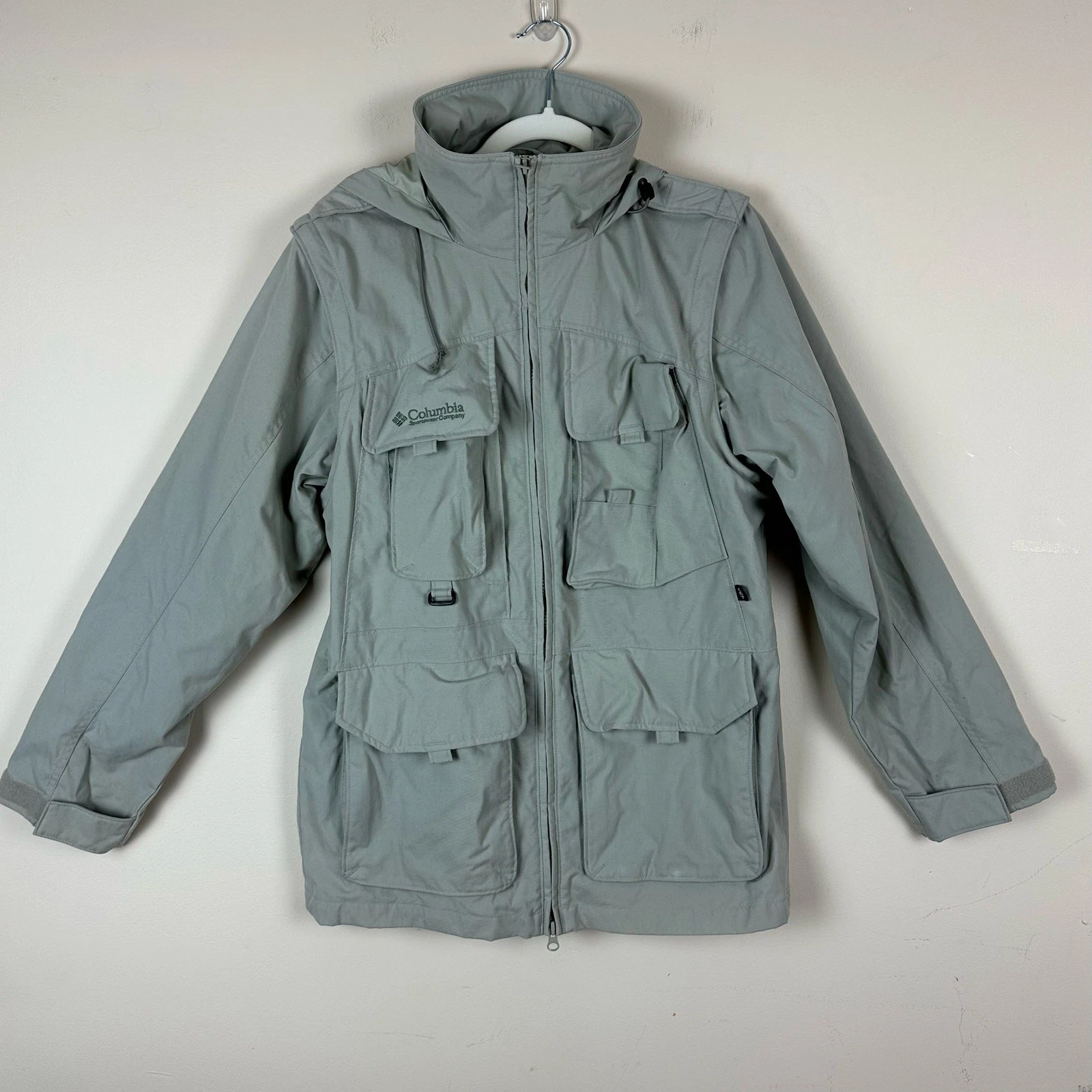 Columbia Mens Convertible Utility Jacket Vest Packable Fisherman Hiking Gorpcore