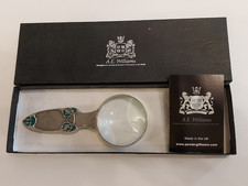 Vintage A.E. Williams Pewter & Enamel Celtic Style Magnifying Glass / Magnifier