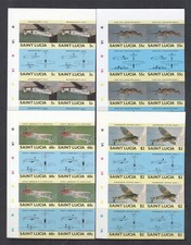 INVERTED CENTER - St Lucia Fighter Aircraft Issue (Mint Never hinged)