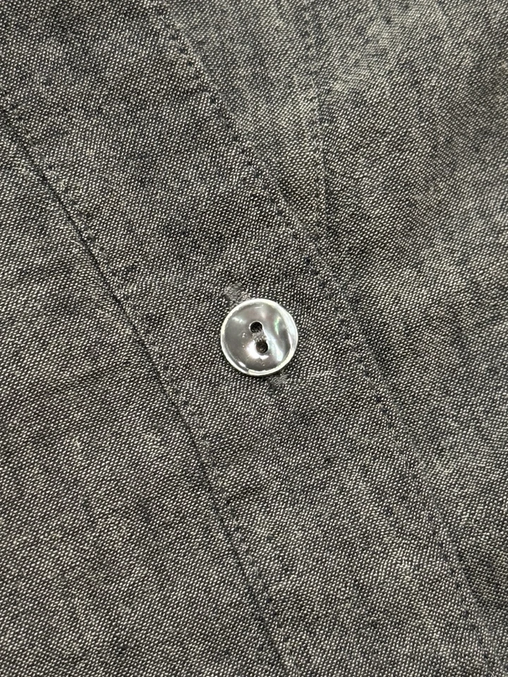 Eileen Fisher XL Gris, Mezcla de Lino Cambray Top Abotonado, Manga Larga Foto 3 de 4