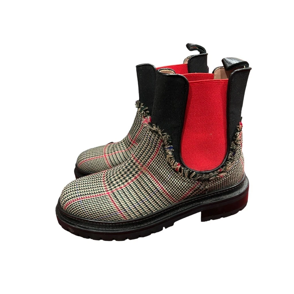 Plaid store ankle boots