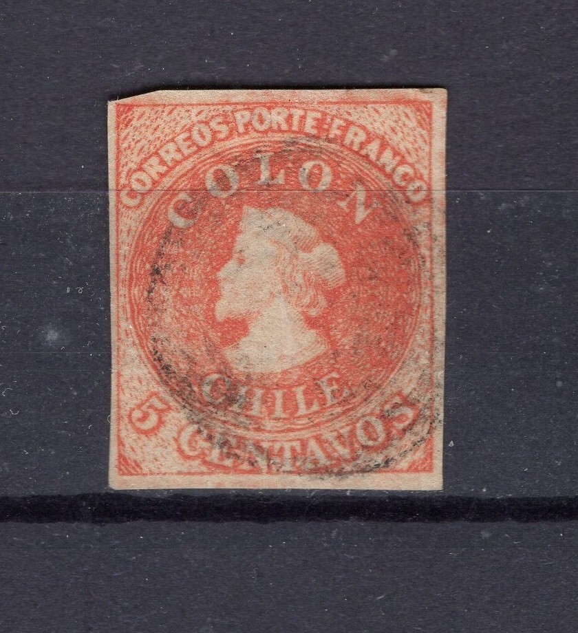 CHILE Sc.9 1856 Estanco 5 cts 4 margins I