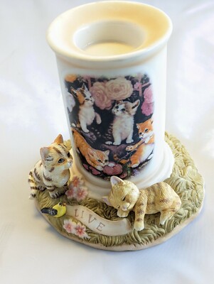 Bradford Exchange Jurgen Scholz  Live Well  Cat Candle Holder Limited Edition