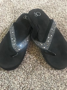 women's black bling sandals