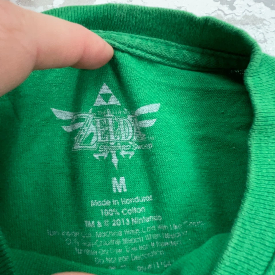 Legend of Zelda Camisa Hombre Mediana Verde Amarilla Camiseta Nintendo Retro Videojuego Foto 4 de 4