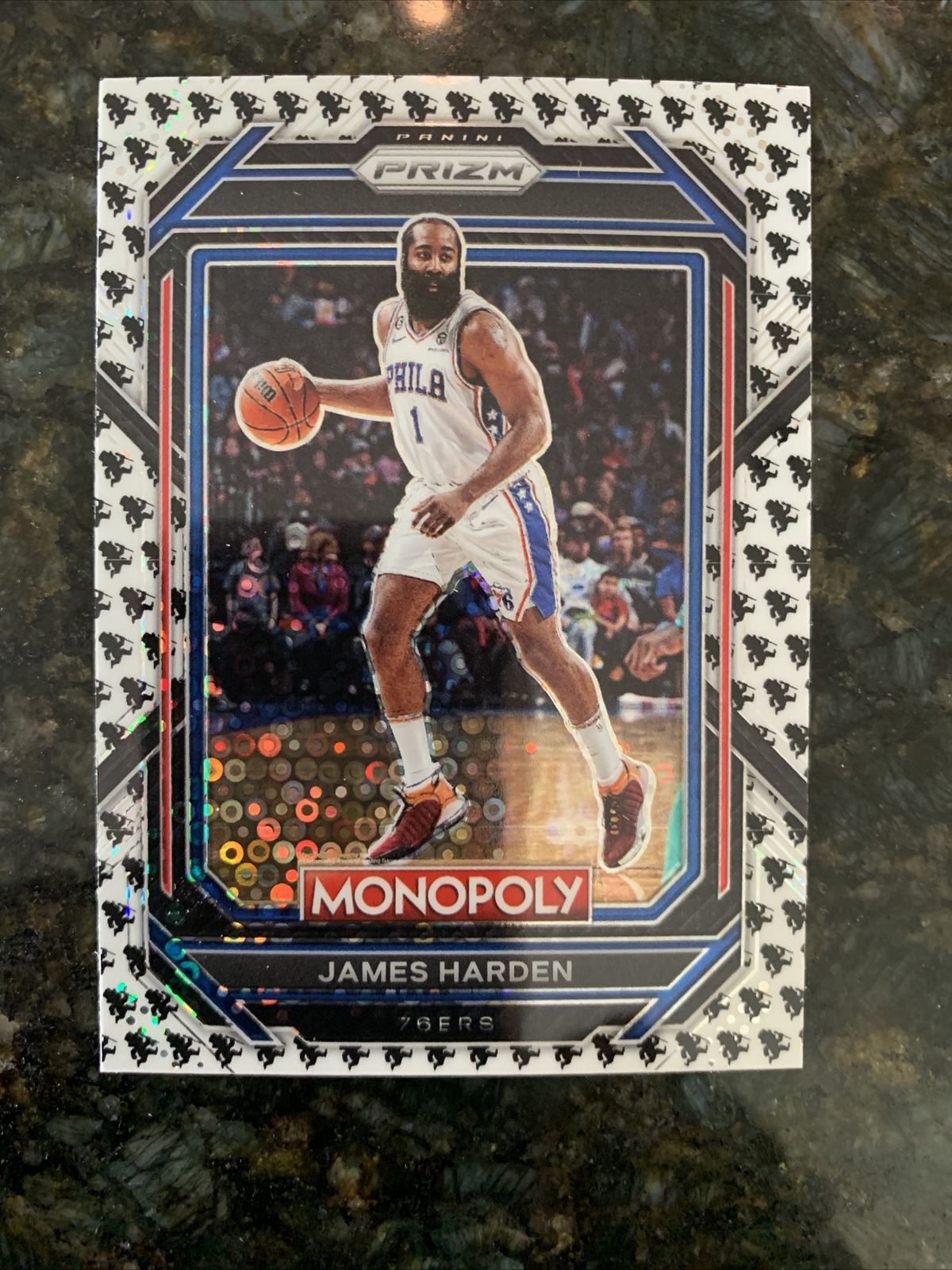 James Harden 2022-23 Prizm Monopoly RUNNING MR. MONOPOLY MAN SSP #68