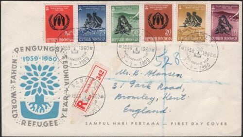INDONESIA, 1960. First Day Refugee Year 488-493, Bromley, Kent - Afbeelding 1 van 1