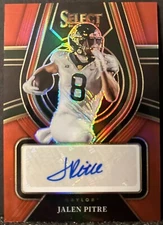 2022 Panini Select Draft Picks JALEN PITRE RED Prizm SP Rookie AUTO! RC Baylor