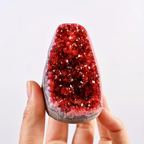 1PC Wine Red Geode Cluster with Display Stand Premium Crystal Home Office Decor - Picture 9 of 23