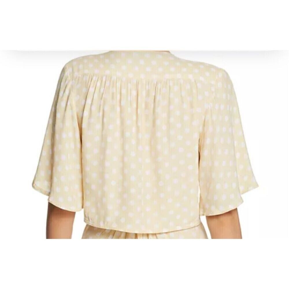 Faithfull The Brand ~ Yellow Short Sleeve Tie Front Polka