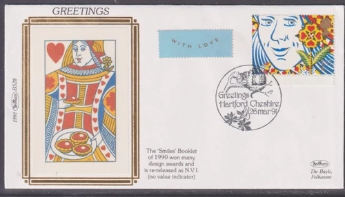 Great Britain "Benham" 1991 Greetings 1st FDC 296d Hartford Chesire Jocker