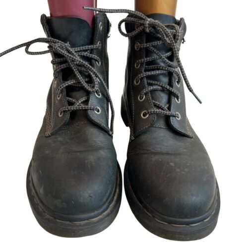 Dr. Martens 939 boots US womens 10 black leather gray lace up ankle Flawed - Picture 2 of 17