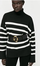ZARA TWISTED BUCKLE BELT BLACK SZ M/L 32 NEW