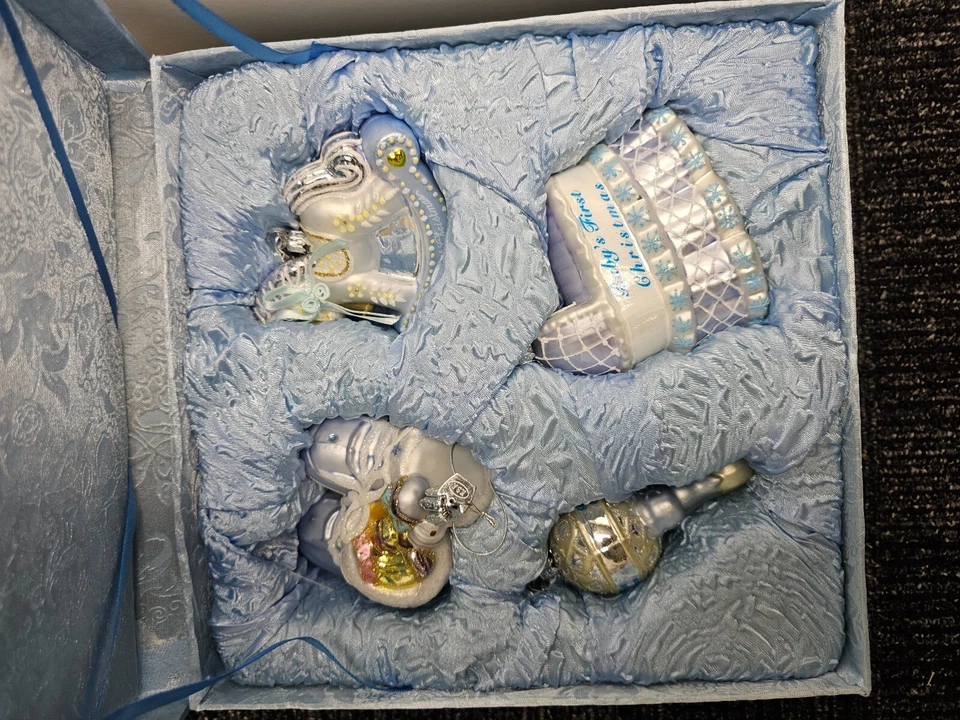 4 件 Kurt S. Adler 蓝色男宝宝第一个圣诞节玻璃摆件 NB0017B — 第 2/4 张图片