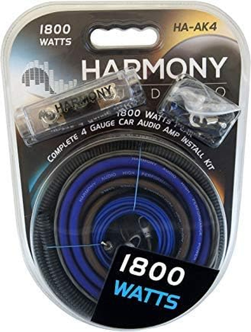 HA-AK4 Car Stereo Complete 4 Gauge 1800W Amp Amplifier Insta