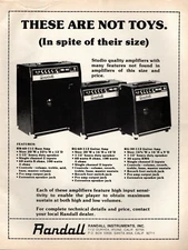 vtg 1970s RANDALL AMPLIFIERS MAGAZINE PRINT AD Guitar Bass Combo Amps Pinup Page
