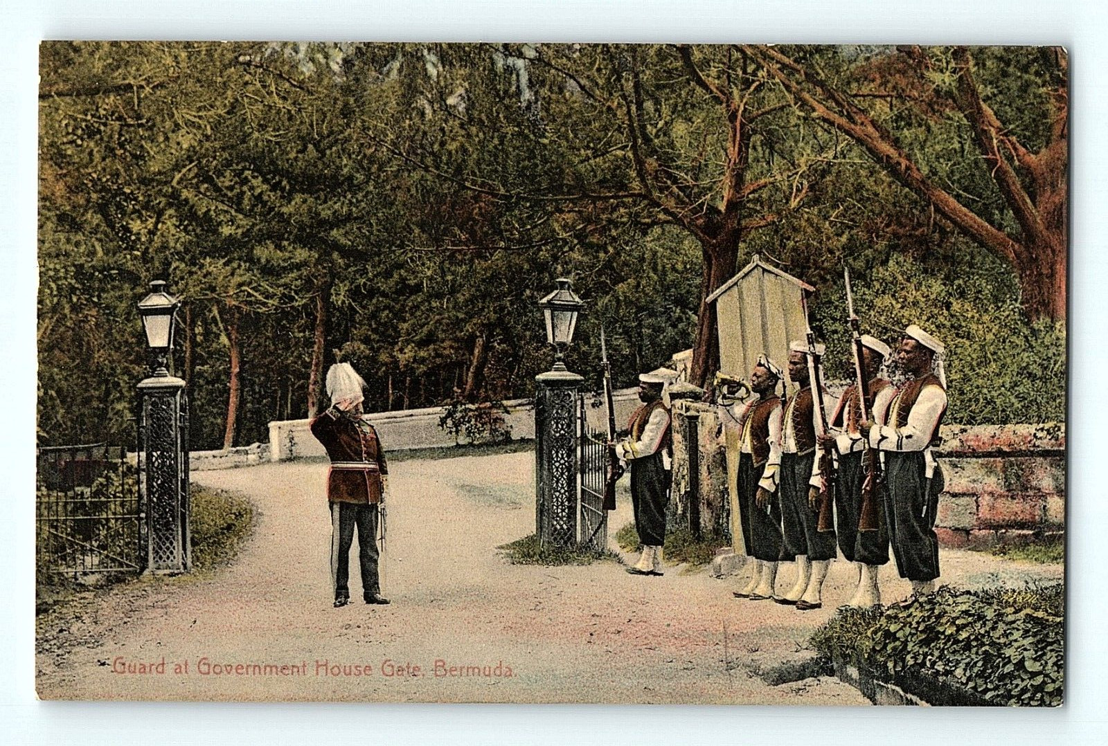 Guard at Government House Gate Bermuda Vintage Postcard D4