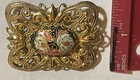 vintage Miriam Haskell filigree gold tone victorian revival Brooch   2 x 1.75