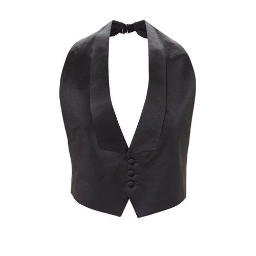 New Mens Black Satin Tuxedo Vest Bow Tie Adj. Low Cut XXL Big Tall 50 - 60 Coat - Image 2 of 3