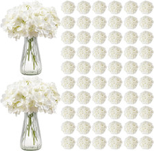 White Silk Hydrangea Flowers - 205 Pcs Faux for Weddings  Home Decor