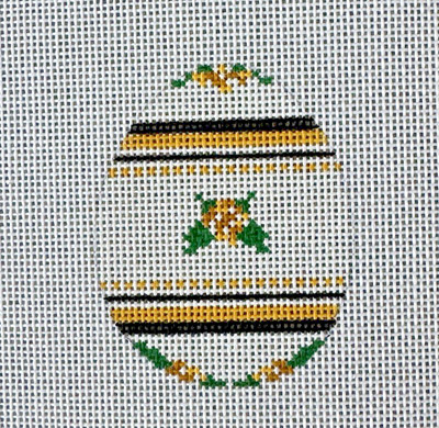 Danae Needlepoint Canvas 758-ES Easter Egg Handpainted  18 Mesh Yellow Rose