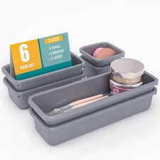 6 PCS Drawer Organizer Set, 3 Size Makeup Drawer Divider Organizer With Non-Slip