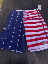American Flag Patriotic USA fully Lined Mesh EXIST Swim Trunks NWT Men 2XL