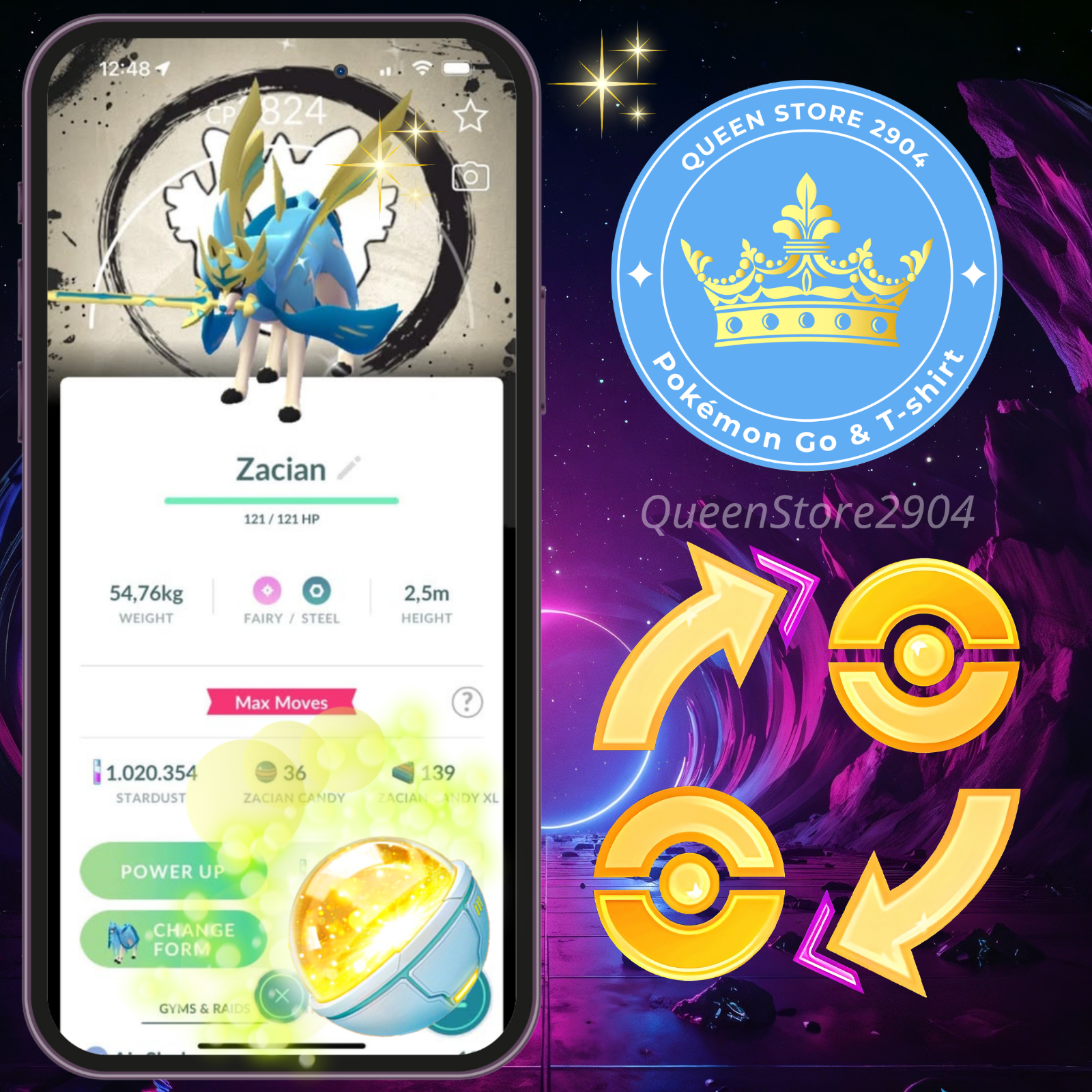 Pokémon —GO— Shiny Zacian Crowned —Background—GO Fest 2026—P.T.C—TRADE ...
