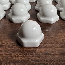 Vtg Unused NOS Small White Ceramic Toilet Bolt Cover Cap 5/8" Opening Bathroom