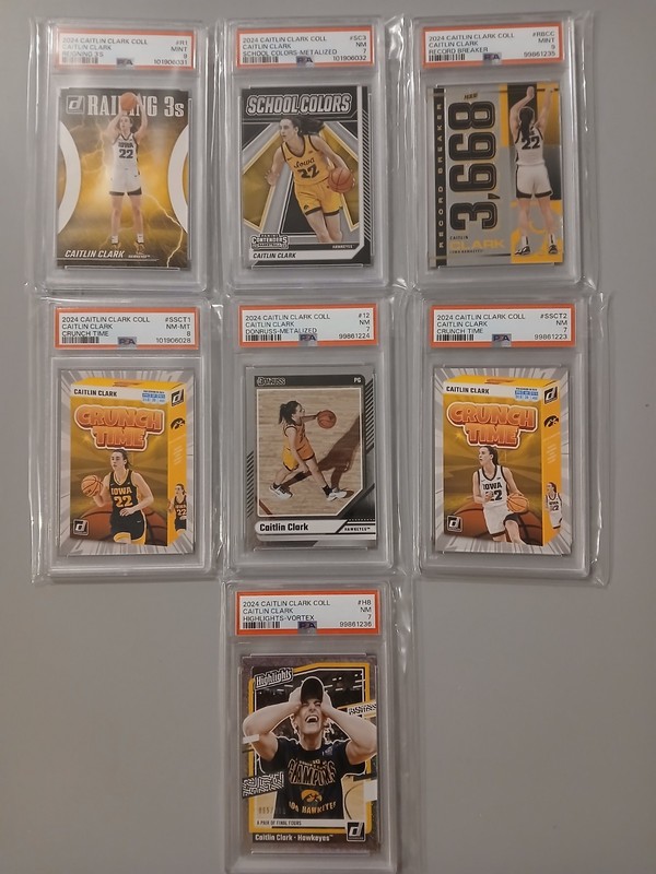 Caitlin Clark PSA Lot - Panini Contenders - Donruss (PSA 7 -9) 7 Card Lot