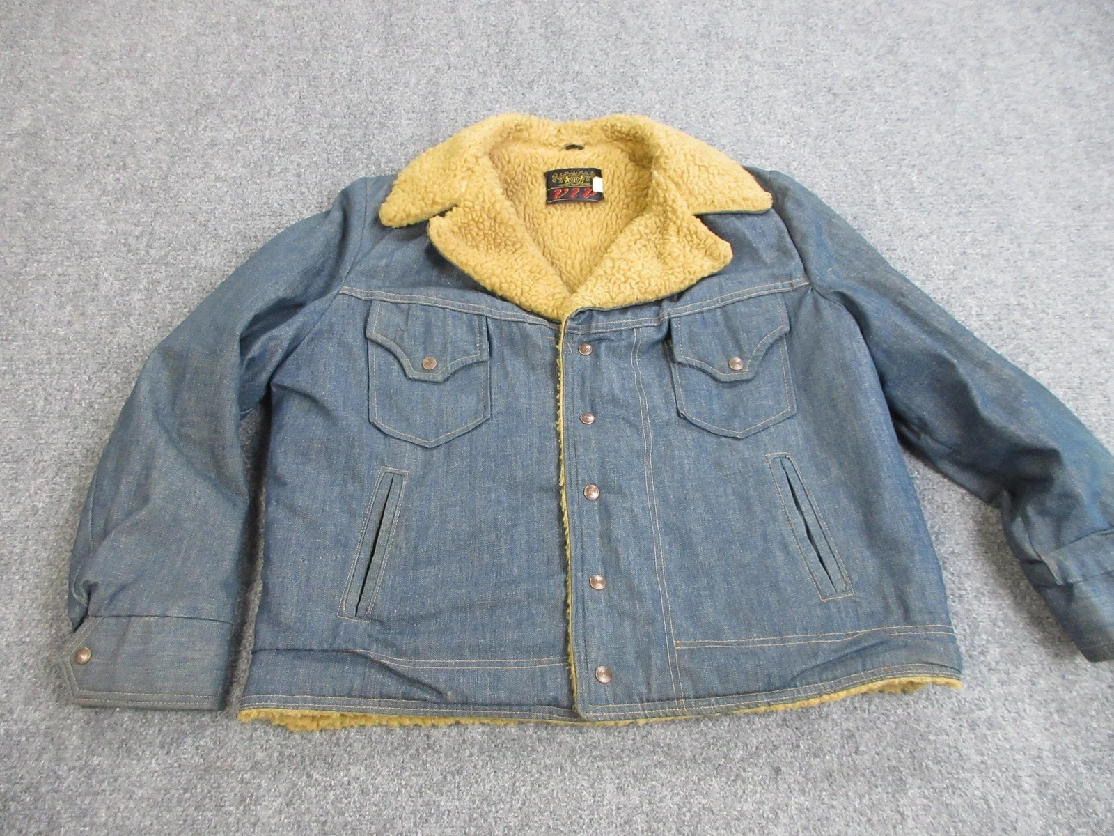 VIP Denim Sherpa Lined Jacket Mens X-Large Blue Trucker Western Snap Front Ranch
