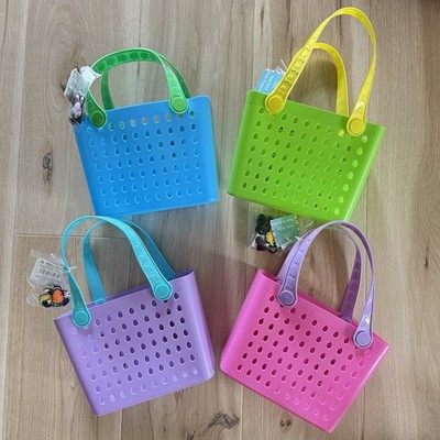 4X VIRAL EASTER MINI BOGG TOTE BASKETS Dupe BLUE, GREEN, PINK, PURPLE W/ CHARMS