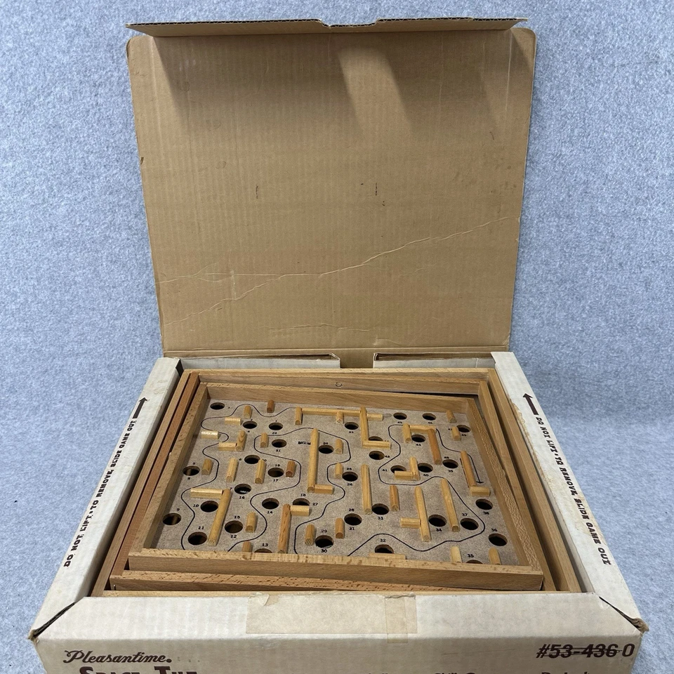 Pleasantime SPACE TILT Wooden Marble Labyrinth Skill Game w/ Box Item 4025 - Image 3 of 4