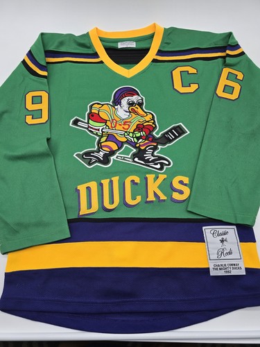 Maillot Vintage Hockey Mighty Ducks Conway #96 - Taille S - CCM - Neuve Avec Sangle De Combat