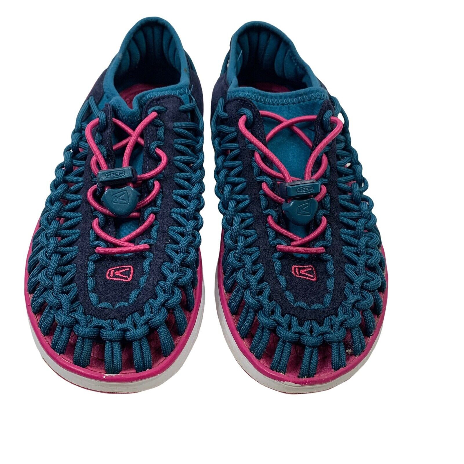 Sandali slip on Keen Uneek O2 taglia 4 vestito blu bacche grandi bambino bambino unisex