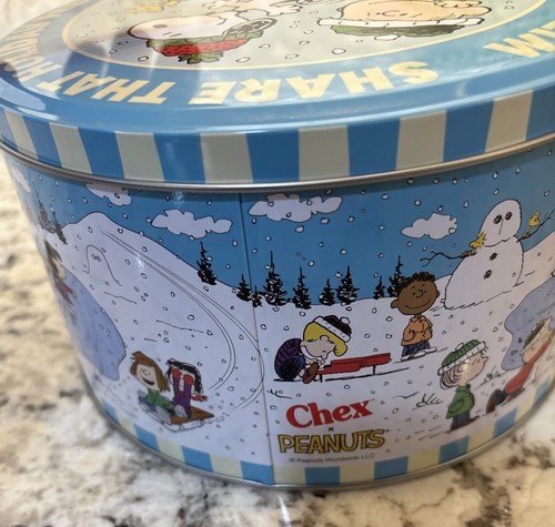 Nuevo MEZCLA DE FIESTA DE CACAHUETES / CHEX lata de vacaciones + receta + condimento Snoopy Charlie Brown - Imagen 7 de 16
