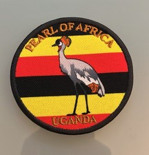 Uganda Flag Patch – Grey Crowned Crane “Pearl of Africa” Sew-On Badge